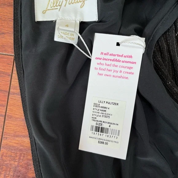 NWT Lilly Pulitzer Nicoline Long Sleeve Black Sequin Romper Size 4 - Picture 5 of 7